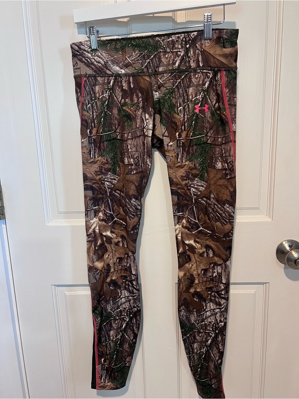 Under Armour Brown Camo Leggings with Pink Logo